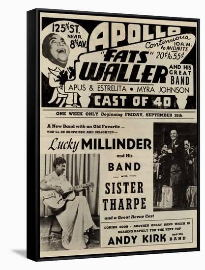 Apollo Theatre  Handbill: Fats Waller, Lucky Millinder, Sister Tharpe-null-Framed Stretched Canvas