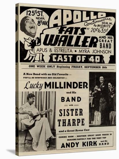 Apollo Theatre  Handbill: Fats Waller, Lucky Millinder, Sister Tharpe-null-Stretched Canvas