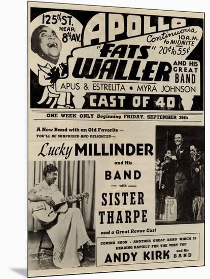 Apollo Theatre  Handbill: Fats Waller, Lucky Millinder, Sister Tharpe-null-Mounted Art Print