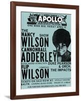 Apollo Theatre: Nancy Wilson, Cannonball Adderley, Duke Pearson, Flip Wilson, and The Impacts; 1968-null-Framed Art Print