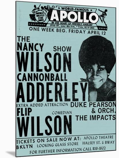 Apollo Theatre: Nancy Wilson, Cannonball Adderley, Duke Pearson, Flip Wilson, and The Impacts; 1968-null-Mounted Art Print