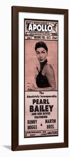 Apollo Theatre Newspaper Ad: Pearl Bailey and Her Revue, Bunny Briggs, and Martin Brothers; 1965-null-Framed Art Print