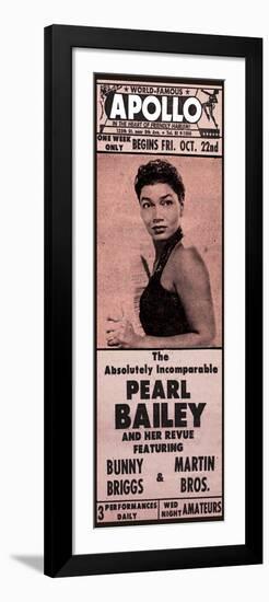 Apollo Theatre Newspaper Ad: Pearl Bailey and Her Revue, Bunny Briggs, and Martin Brothers; 1965-null-Framed Art Print