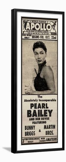 Apollo Theatre Newspaper Ad: Pearl Bailey and Her Revue, Bunny Briggs, and Martin Brothers; 1965-null-Framed Premium Giclee Print