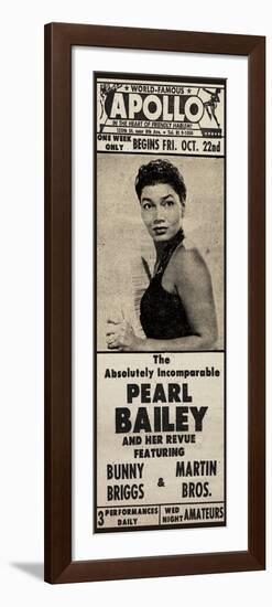 Apollo Theatre Newspaper Ad: Pearl Bailey and Her Revue, Bunny Briggs, and Martin Brothers; 1965-null-Framed Art Print