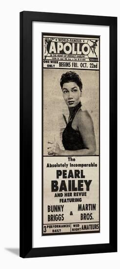 Apollo Theatre Newspaper Ad: Pearl Bailey and Her Revue, Bunny Briggs, and Martin Brothers; 1965-null-Framed Art Print