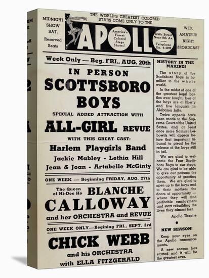 Apollo Theatre: Scottsboro Boys, Blanche Calloway, Chick Webb, Ella Fitzgerald, and More-null-Stretched Canvas