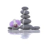 Stacked of Striped Stones and Orchid-Apollofoto-Photographic Print