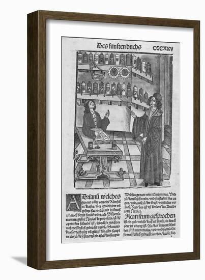 Apothecary's Shop, from 'Das Buch Der Cirugia' Published Strasbourg, 1497 (Woodcut)-Hieronymus Brunschwig-Framed Giclee Print