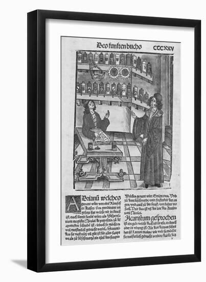 Apothecary's Shop, from 'Das Buch Der Cirugia' Published Strasbourg, 1497 (Woodcut)-Hieronymus Brunschwig-Framed Giclee Print