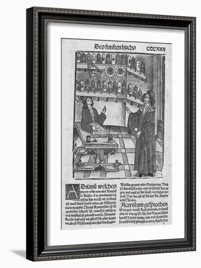 Apothecary's Shop, from 'Das Buch Der Cirugia' Published Strasbourg, 1497 (Woodcut)-Hieronymus Brunschwig-Framed Giclee Print