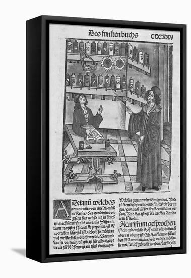 Apothecary's Shop, from 'Das Buch Der Cirugia' Published Strasbourg, 1497 (Woodcut)-Hieronymus Brunschwig-Framed Stretched Canvas