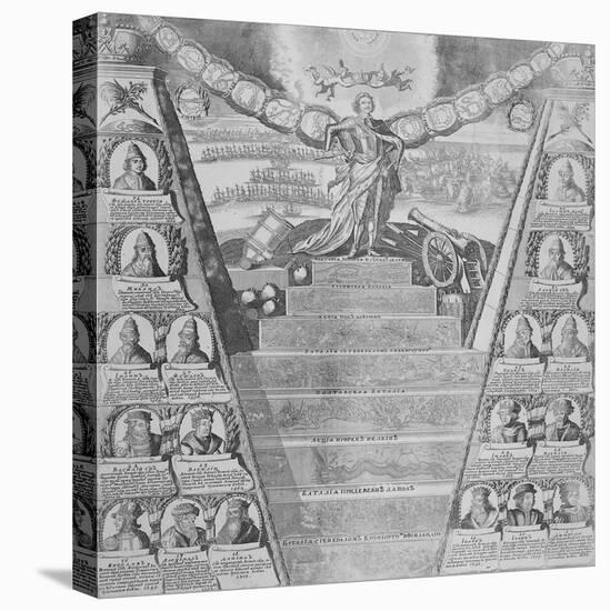 Apotheosis of Peter the Great (Engraving)-Russian-Stretched Canvas