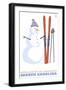 Appalachian Ski Mt, North Carolina, Snowman with Skis-Lantern Press-Framed Art Print