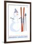 Appalachian Ski Mt, North Carolina, Snowman with Skis-Lantern Press-Framed Art Print