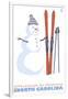 Appalachian Ski Mt, North Carolina, Snowman with Skis-Lantern Press-Framed Art Print