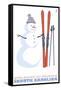 Appalachian Ski Mt, North Carolina, Snowman with Skis-Lantern Press-Framed Stretched Canvas