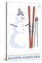 Appalachian Ski Mt, North Carolina, Snowman with Skis-Lantern Press-Stretched Canvas