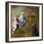 Apparition de la Vierge accompagnée de sainte Agnès et de sainte Thècle à saint Martin-Eustache Le Sueur-Framed Giclee Print