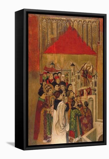 Apparition of Saint Michael at the Castle of Sant'Angelo-Jaume Huguet-Framed Stretched Canvas