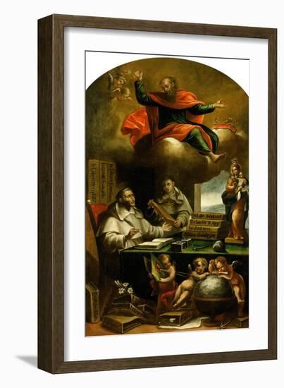 Apparition of Saint Paul to Saint Albert the Great and Saint Thomas Aquinas-Alonso Antonio Villamor-Framed Giclee Print