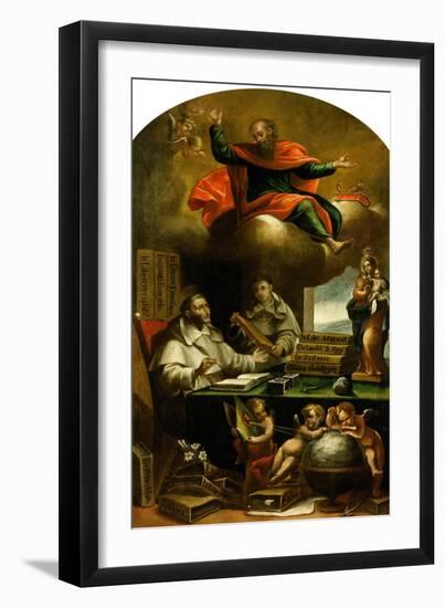 Apparition of Saint Paul to Saint Albert the Great and Saint Thomas Aquinas-Alonso Antonio Villamor-Framed Giclee Print