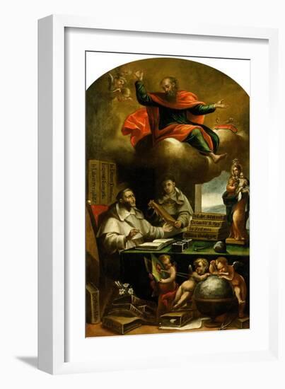 Apparition of Saint Paul to Saint Albert the Great and Saint Thomas Aquinas-Alonso Antonio Villamor-Framed Giclee Print