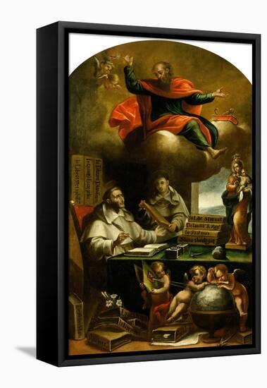 Apparition of Saint Paul to Saint Albert the Great and Saint Thomas Aquinas-Alonso Antonio Villamor-Framed Stretched Canvas