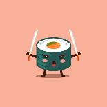 Vector Sushi Cartoon Character Illustration-Apple Art-Art Print