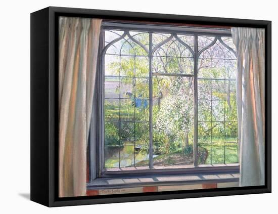 Apple Blossom Against Willow, 1990-Timothy Easton-Framed Stretched Canvas