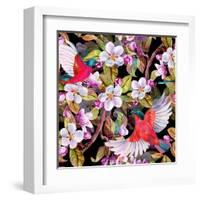 Apple Blossom and Flying Birds-tanycya-Framed Art Print