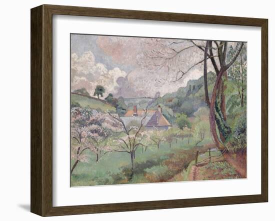 Apple Blossom, Riversbridge Farm, Blackpool, 1921-Lucien Pissarro-Framed Premium Giclee Print