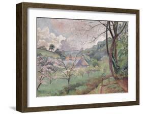 Apple Blossom, Riversbridge Farm, Blackpool, 1921-Lucien Pissarro-Framed Premium Giclee Print