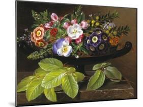 Apple Blossoms, Primula, Heather and Yellow Acacia in Greek Vase-Johan Laurentz Jensen-Mounted Giclee Print
