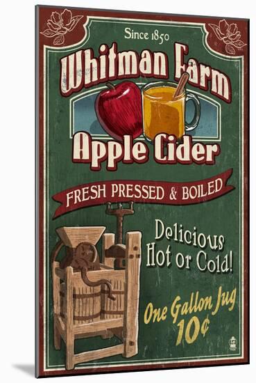 Apple Cider Farm - Vintage Sign-Lantern Press-Mounted Art Print