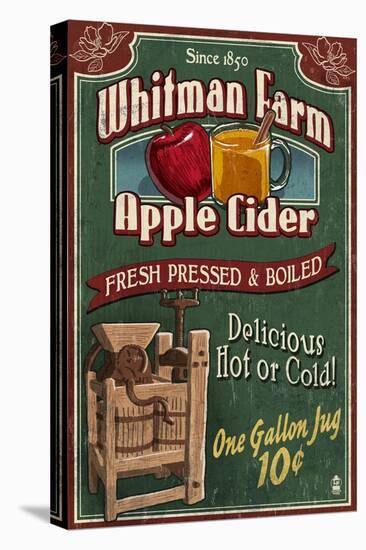 Apple Cider Farm - Vintage Sign-Lantern Press-Stretched Canvas