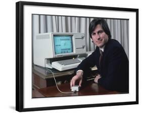 Apple Computer Chairman Steve Jobs with New Lisa Computer During Press Preview-Ted Thai-Framed Premium Photographic Print