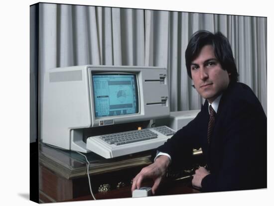 Apple Computer Chrmn. Steve Jobs with New Lisa Computer During Press Preview-Ted Thai-Stretched Canvas