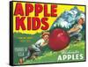 Apple Kids Apple Label - Yakima, WA-Lantern Press-Framed Stretched Canvas