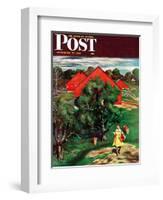 "Apple Picking Time," Saturday Evening Post Cover, September 27, 1947-John Falter-Framed Giclee Print