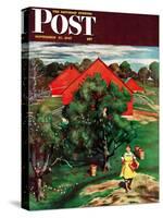 "Apple Picking Time," Saturday Evening Post Cover, September 27, 1947-John Falter-Stretched Canvas