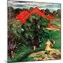 "Apple Picking Time," September 27, 1947-John Falter-Mounted Giclee Print