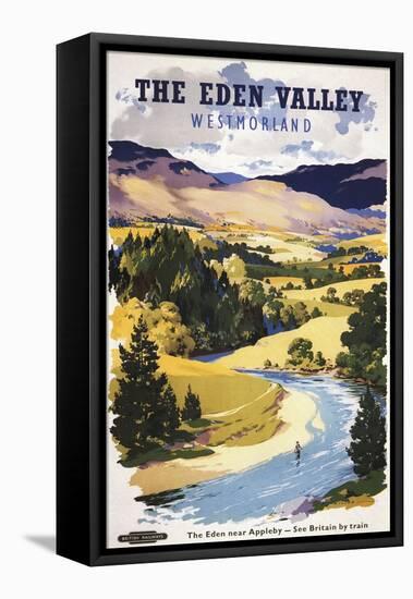 Appleby, England - Fisherman in the Eden Valley British Railways Poster-Lantern Press-Framed Stretched Canvas