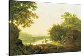 Applepickers, by a Cottage in a Wooded Landscape with Chichester Beyond-George Smith-Stretched Canvas