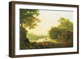 Applepickers, by a Cottage in a Wooded Landscape with Chichester Beyond-George Smith-Framed Giclee Print