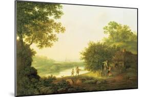 Applepickers, by a Cottage in a Wooded Landscape with Chichester Beyond-George Smith-Mounted Giclee Print