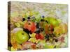 Apples and Blackberries on Autumn Leaves-Joan Thewsey-Stretched Canvas