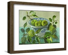 Apples and blue Bowl-Cristiana Angelini-Framed Giclee Print