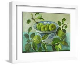 Apples and blue Bowl-Cristiana Angelini-Framed Giclee Print