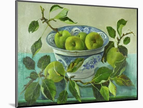 Apples and blue Bowl-Cristiana Angelini-Mounted Giclee Print